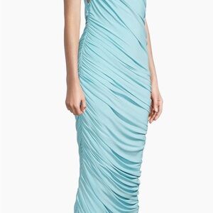 Norma Kamali Diana Ruched One-Shoulder Gown Powder Blue NWT XS